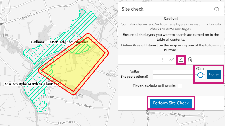 Site Check At Area Buffer